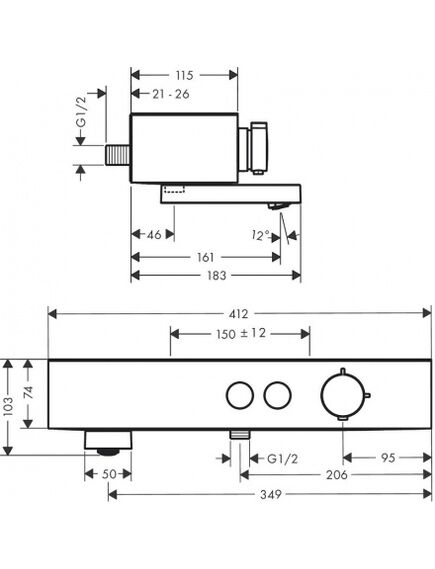 Купить HG Термостат ShowerTablet Select для ванны 24340, матовый черный (24340670) по цене 93234 руб., в Санкт-Петебруге в интернет магазине 100-Систем, а также дургие товары HANSGROHE из раздела Смесители с коротким изливом и Смесители для ванны и душа