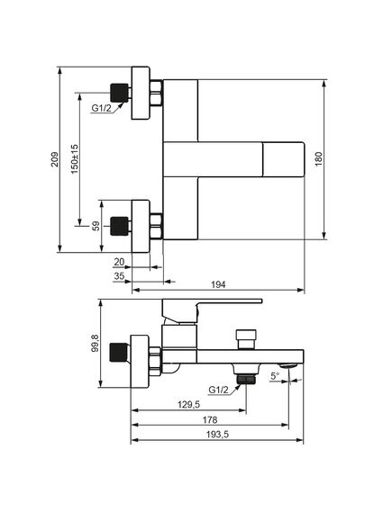 Купить 531000300 Gala смеситель для ванны - душа, чёрный (531000300) по цене 9590 руб., в Санкт-Петебруге в интернет магазине 100-Систем, а также дургие товары DAMIXA из раздела Смесители с коротким изливом и Смесители для ванны и душа