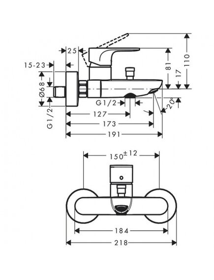 Купить HG Rebris S Смеситель для ванны, ВМ, мч (72440670) по цене 16539 руб., в Санкт-Петебруге в интернет магазине 100-Систем, а также дургие товары HANSGROHE из раздела Смесители с коротким изливом и Смесители для ванны и душа