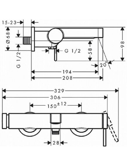Купить HG Finoris Смеситель для ванны, однорычажный, внешнего монтажа, черный матовый (76420670) по цене 68450 руб., в Санкт-Петебруге в интернет магазине 100-Систем, а также дургие товары HANSGROHE из раздела Смесители с коротким изливом и Смесители для ванны и душа