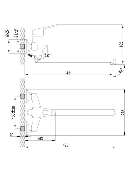 Купить Смеситель Lemark Luna LM4151C универсальный (lm4151c) по цене 9110 руб., в Санкт-Петебруге в интернет магазине 100-Систем, а также дургие товары LEMARK из раздела Смесители с длинным изливом и Смесители для ванны и душа