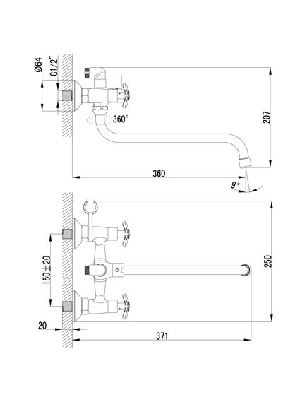 Купить Смеситель Lemark Partner LM6541C универсальный (lm6541c) по цене 9160 руб., в Санкт-Петебруге в интернет магазине 100-Систем, а также дургие товары LEMARK из раздела Смесители с длинным изливом и Смесители для ванны и душа
