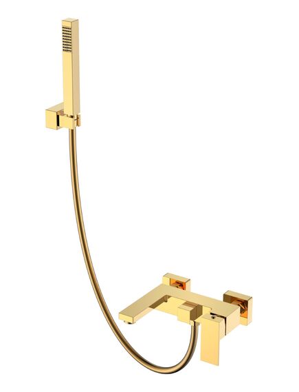 Купить Смеситель для ванны с душем Qubic Shinny Gold (473-G) по цене 36683 руб., в Санкт-Петебруге в интернет магазине 100-Систем, а также дургие товары BOHEME из раздела Смесители с коротким изливом и Смесители для ванны и душа