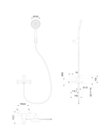 Купить Смеситель для ванны с душем WONZON & WOGHAND, Белый матовый (WW-A30891-MW) (ww-a30891-mw) по цене 16842 руб., в Санкт-Петебруге в интернет магазине 100-Систем, а также дургие товары WONZON & WOGHAND из раздела Смесители с длинным изливом и Смесители для ванны и душа