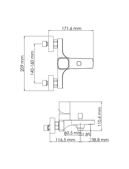 Купить Naab 8601 Смеситель для ванны и душа (8601) по цене 14025 руб., в Санкт-Петебруге в интернет магазине 100-Систем, а также дургие товары WasserKRAFT из раздела Смесители с коротким изливом и Смесители для ванны и душа