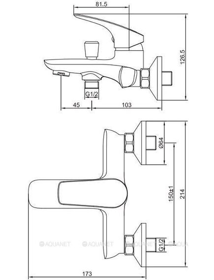Купить Aquanet Atletic, смеситель для ванны, хром (af310-20с) по цене 5990 руб., в Санкт-Петебруге в интернет магазине 100-Систем, а также дургие товары AQUANET из раздела Смесители с коротким изливом и Смесители для ванны и душа