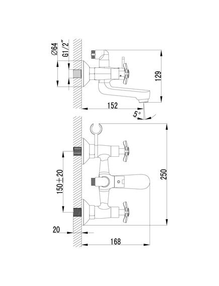 Купить Смеситель  Lemark Partner LM6542C  для ванны (lm6542c) по цене 7930 руб., в Санкт-Петебруге в интернет магазине 100-Систем, а также дургие товары LEMARK из раздела Смесители с коротким изливом и Смесители для ванны и душа