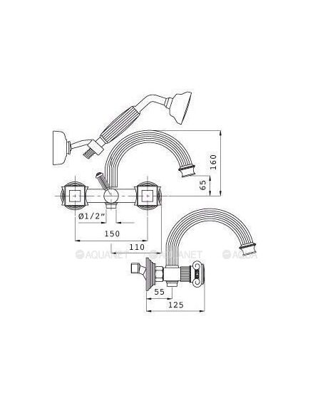 Купить Смеситель для ванны и душа Cezares APHRODITE-V-03/24-Sw, золото (aphrodite-v-03/24-sw) по цене 97570 руб., в Санкт-Петебруге в интернет магазине 100-Систем, а также дургие товары CEZARES из раздела Смесители с коротким изливом и Смесители для ванны и душа