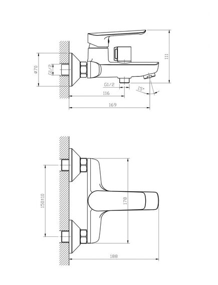 Купить Смеситель "Lagos"  д/ван, кор/изл, без акс., арт. LG 54 (lg 54) по цене 7150 руб., в Санкт-Петебруге в интернет магазине 100-Систем, а также дургие товары ESKO из раздела Смесители с коротким изливом и Смесители для ванны и душа