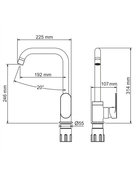 Купить Elbe A7407 Смеситель для кухни (7407) по цене 19050 руб., в Санкт-Петебруге в интернет магазине 100-Систем, а также дургие товары WasserKRAFT из раздела Рычажные смесители и Смесители для кухни