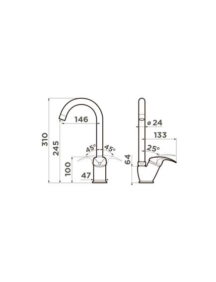 Купить Кухонный смеситель Omoikiri Umi-PA (4994265) по цене 6588 руб., в Санкт-Петебруге в интернет магазине 100-Систем, а также дургие товары Omoikiri из раздела Рычажные смесители и Смесители для кухни