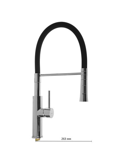 Купить Смеситель для кухни с латунным корпусом  и силиконовым изливом (чёрный+хром) (a4890f-1) по цене 5067 руб., в Санкт-Петебруге в интернет магазине 100-Систем, а также дургие товары Accoona из раздела Рычажные смесители и Смесители для кухни