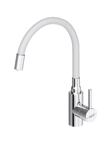 Купить D3007633 Logic кухонный смеситель с гибким изливом, белый (d3007633) по цене 5390 руб., в Санкт-Петебруге в интернет магазине 100-Систем, а также дургие товары Dorff из раздела Рычажные смесители и Смесители для кухни