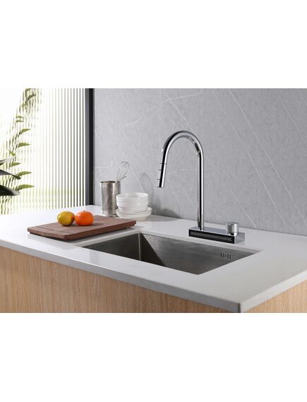 Купить Смеситель ABBER Wasser Kreis AF8114 для кухни с выдвижной лейкой, хром (af8114) по цене 28000 руб., в Санкт-Петебруге в интернет магазине 100-Систем, а также дургие товары ABBER из раздела Рычажные смесители и Смесители для кухни