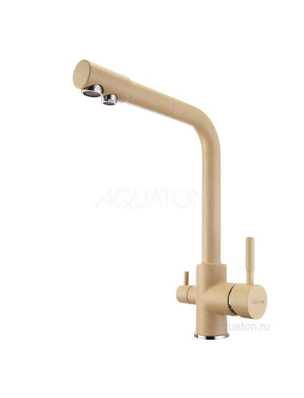 Купить Смеситель AQUATON Руан фильтр латте 1AX004FCXX260 (1ax004fcxx260) по цене 12555.7 руб., в Санкт-Петебруге в интернет магазине 100-Систем, а также дургие товары AQUATON из раздела Смесители с подключением фильтра и Смесители для кухни