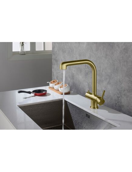 Купить Смеситель для кухни Timo Saona 2346/17FL золото матовое (2346/17fl) по цене 45716 руб., в Санкт-Петебруге в интернет магазине 100-Систем, а также дургие товары TIMO из раздела Смесители с подключением фильтра и Смесители для кухни
