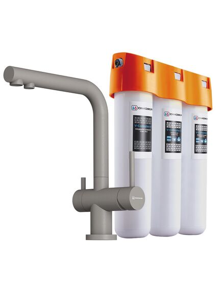 Купить Комплект Nagano-P + Pure drop Lite (leningrad grey) (4219.8028p) по цене 33988 руб., в Санкт-Петебруге в интернет магазине 100-Систем, а также дургие товары Omoikiri из раздела Смесители с подключением фильтра и Смесители для кухни