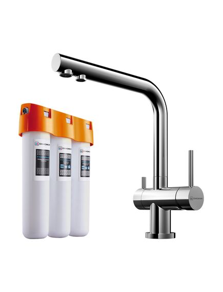 Купить Комплект смеситель+фильтр Nagano-C + Pure drop Lite (4146.8028) по цене 32988 руб., в Санкт-Петебруге в интернет магазине 100-Систем, а также дургие товары Omoikiri из раздела Смесители с подключением фильтра и Смесители для кухни