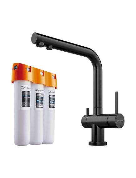 Купить Комплект смеситель+фильтр Nagano-GM + Pure drop Lite (4179.8028) по цене 33988 руб., в Санкт-Петебруге в интернет магазине 100-Систем, а также дургие товары Omoikiri из раздела Смесители с подключением фильтра и Смесители для кухни