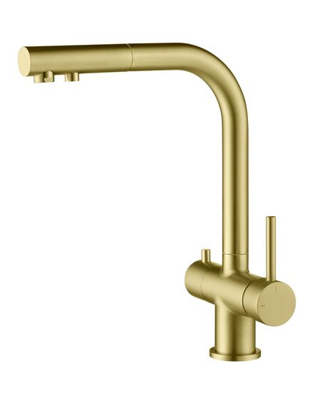 Купить Смеситель Timo Saona 2356/17FL с выдвижной лейкой, золото матовое (2356/17fl) по цене 47479 руб., в Санкт-Петебруге в интернет магазине 100-Систем, а также дургие товары TIMO из раздела Смесители с подключением фильтра и Смесители для кухни