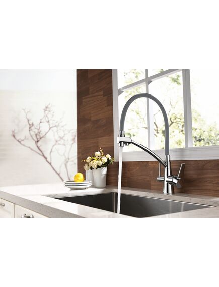 Купить Смеситель Lemark Comfort LM3071C-Gray для кухни  с подключением к фильтру с питьевой водой (lm3071c-gray) по цене 16810 руб., в Санкт-Петебруге в интернет магазине 100-Систем, а также дургие товары LEMARK из раздела Смесители с подключением фильтра и Смесители для кухни