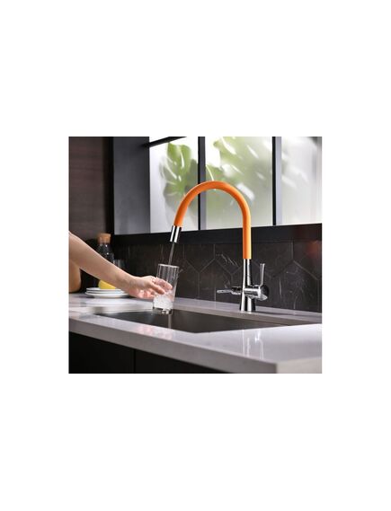 Купить Смеситель Lemark Comfort LM3075C-Orange для кухни  с подключением к фильтру с питьевой водой (lm3075c-orange) по цене 13840 руб., в Санкт-Петебруге в интернет магазине 100-Систем, а также дургие товары LEMARK из раздела Смесители с подключением фильтра и Смесители для кухни
