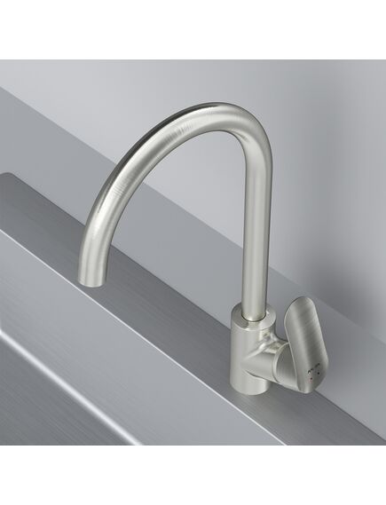 Купить Смеситель для кухни AM.PM Like F8007711 Сатин (f8007711) по цене 15990 руб., в Санкт-Петебруге в интернет магазине 100-Систем, а также дургие товары AM.PM из раздела Смесители с подключением фильтра и Смесители для кухни