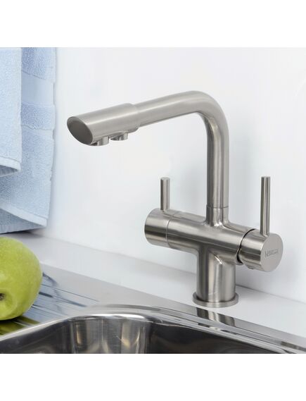 Купить Смеситель для кухни WasserKRAFT A8027 Матовый хром (a8027) по цене 25866 руб., в Санкт-Петебруге в интернет магазине 100-Систем, а также дургие товары WasserKRAFT из раздела Смесители с подключением фильтра и Смесители для кухни
