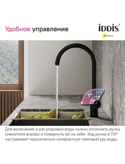 Купить Смеситель для кухни с каналом для фильтрованной воды, черный матовый, Pure, IDDIS, PURBLFJi05 (purblfji05) по цене 15100 руб., в Санкт-Петебруге в интернет магазине 100-Систем, а также дургие товары IDDIS из раздела Смесители с подключением фильтра и Смесители для кухни