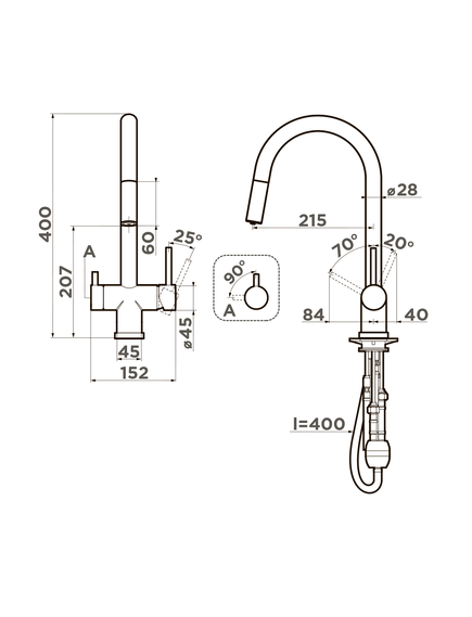 Купить Смеситель Akita-S-TO латунь/toscana (4994439) по цене 66488 руб., в Санкт-Петебруге в интернет магазине 100-Систем, а также дургие товары Omoikiri из раздела Смесители с подключением фильтра и Смесители для кухни