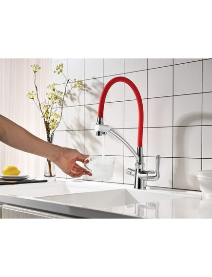 Купить Смеситель Lemark Comfort LM3070C-Red для кухни  с подключением к фильтру с питьевой водой (lm3070c-red) по цене 13470 руб., в Санкт-Петебруге в интернет магазине 100-Систем, а также дургие товары LEMARK из раздела Смесители с подключением фильтра и Смесители для кухни