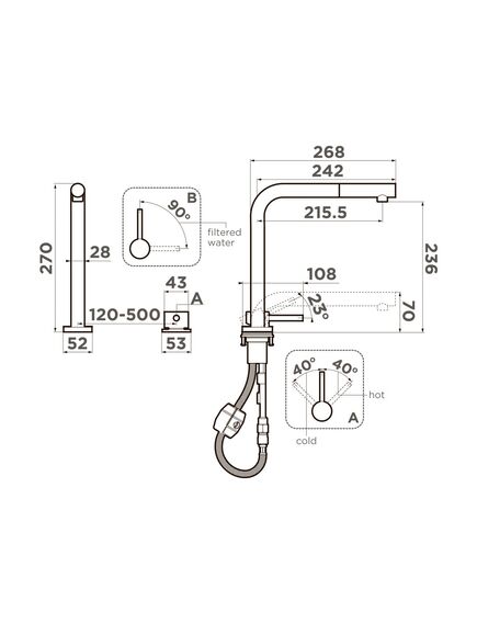 Купить Смеситель Nara 2 Plus-S-GB латунь/графит (4994373) по цене 58588 руб., в Санкт-Петебруге в интернет магазине 100-Систем, а также дургие товары Omoikiri из раздела Смесители с подключением фильтра и Смесители для кухни