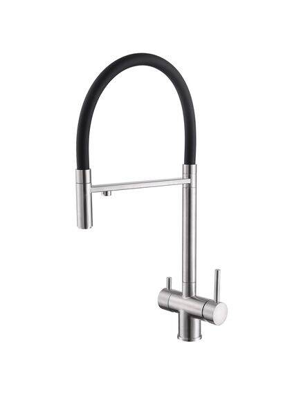 Купить Смеситель ABBER Wasser Kreis AF81141 для кухни с подключением фильтра и выдвижной лейкой, хром (af81141) по цене 19700 руб., в Санкт-Петебруге в интернет магазине 100-Систем, а также дургие товары ABBER из раздела Смесители с подключением фильтра и Смесители для кухни