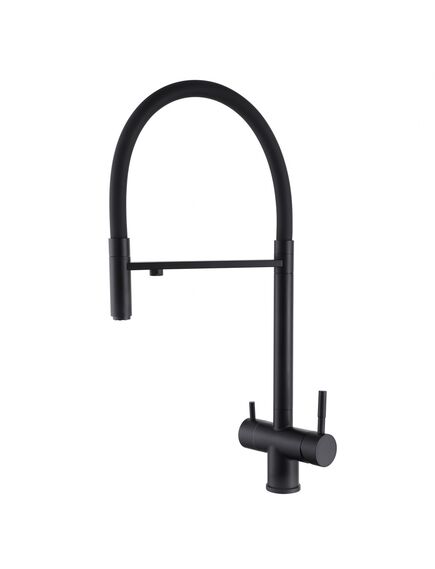 Купить Смеситель ABBER Wasser Kreis AF81141B для кухни с подключением фильтра и выдвижной лейкой, черный матовый (af81141b) по цене 28000 руб., в Санкт-Петебруге в интернет магазине 100-Систем, а также дургие товары ABBER из раздела Смесители с подключением фильтра и Смесители для кухни