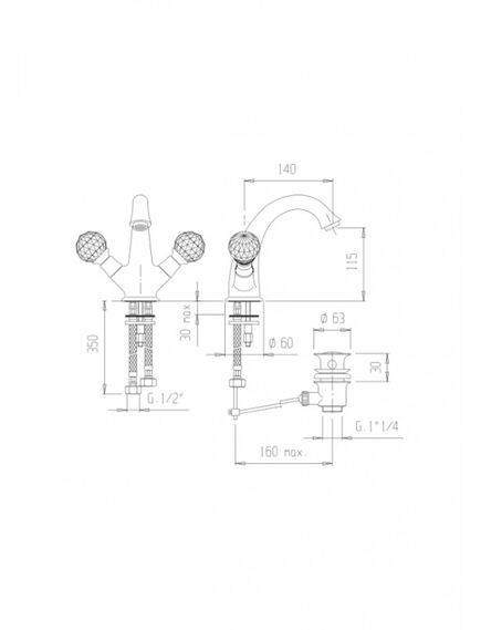 Купить Смеситель для раковины Cezares LORD-LS1-03/24, золото (lord-ls1-03/24) по цене 44100 руб., в Санкт-Петебруге в интернет магазине 100-Систем, а также дургие товары CEZARES из раздела Вентильные смесители и Смесители для раковины