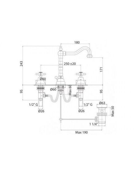 Купить Смеситель для раковины Cezares LORD-BLS2-02, бронза (lord-bls2-02) по цене 53120 руб., в Санкт-Петебруге в интернет магазине 100-Систем, а также дургие товары CEZARES из раздела Вентильные смесители и Смесители для раковины