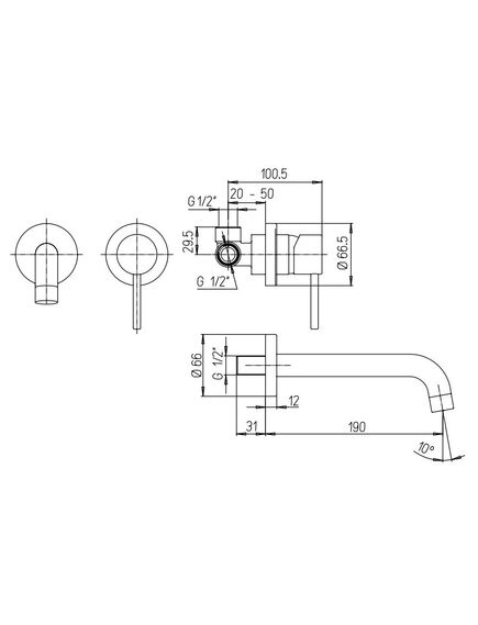 Купить Смеситель для раковины Paini Cox встраиваемый, черный матовый PVD (78pz208) по цене 28920 руб., в Санкт-Петебруге в интернет магазине 100-Систем, а также дургие товары Paini из раздела Встраиваемые настенные смесители для раковины и Смесители для раковины