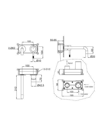 Купить Смеситель для умывальника мз стены, Uno. Shine Gun Metall (465-sgm) по цене 27520 руб., в Санкт-Петебруге в интернет магазине 100-Систем, а также дургие товары BOHEME из раздела Встраиваемые настенные смесители для раковины и Смесители для раковины