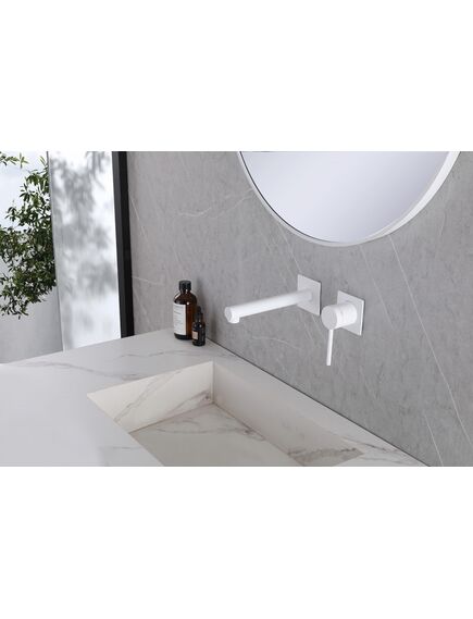 Купить Смеситель ABBER Emotion AF8812W для раковины скрытого монтажа, белый (af8812w) по цене 18800 руб., в Санкт-Петебруге в интернет магазине 100-Систем, а также дургие товары ABBER из раздела Встраиваемые настенные смесители для раковины и Смесители для раковины