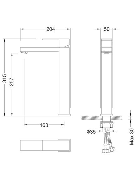 Купить Смеситель Timo Selene 3061/03F для раковины с высоким изливом, черный (3061/03F) по цене 29845 руб., в Санкт-Петебруге в интернет магазине 100-Систем, а также дургие товары TIMO из раздела Рычажные смесители и Смесители для раковины