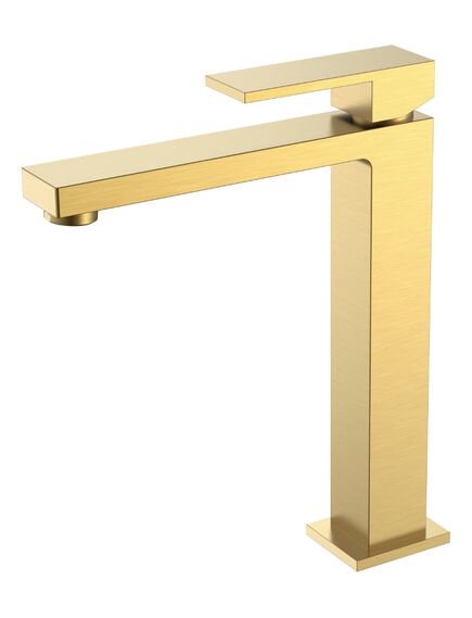 Купить Смеситель для умывальника высокий Qubic Matt Gold (472-mg) по цене 26789 руб., в Санкт-Петебруге в интернет магазине 100-Систем, а также дургие товары BOHEME из раздела Рычажные смесители и Смесители для раковины