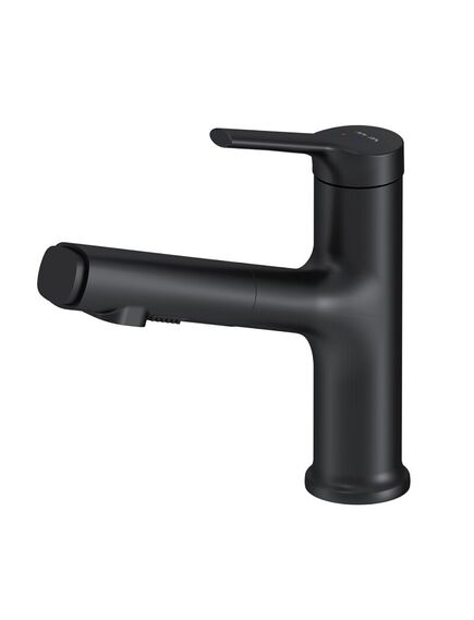 Купить F85B02922 X-Joy S, смеситель для раковины с вытяжным изливом, черный (F85B02922) по цене 9990 руб., в Санкт-Петебруге в интернет магазине 100-Систем, а также дургие товары AM.PM из раздела Рычажные смесители и Смесители для раковины