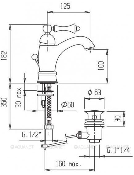 Купить Смеситель Cezares Margot MARGOT-LSM1-A-02-Bi для раковины (margot-lsm1-a-02-bi) по цене 34390 руб., в Санкт-Петебруге в интернет магазине 100-Систем, а также дургие товары CEZARES из раздела Рычажные смесители и Смесители для раковины