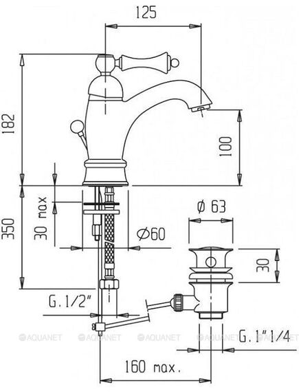Купить Смеситель Cezares Margot MARGOT-LSM1-A-02-M для раковины (margot-lsm1-a-02-m) по цене 34880 руб., в Санкт-Петебруге в интернет магазине 100-Систем, а также дургие товары CEZARES из раздела Рычажные смесители и Смесители для раковины