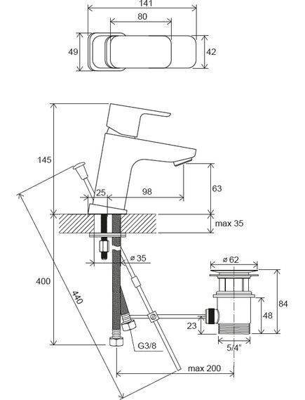 Купить Смеситель для умывальника с донным клапаном 140 мм TD F 011.00 (x070126) по цене 15730 руб., в Санкт-Петебруге в интернет магазине 100-Систем, а также дургие товары RAVAK из раздела Рычажные смесители и Смесители для раковины