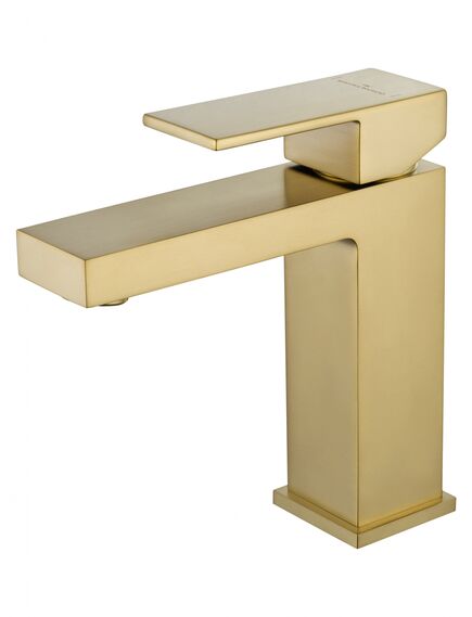 Купить Смеситель для раковины WONZON & WOGHAND CUBE, Брашированное золото (WW-88139016-BG) (ww-88139016-bg) по цене 18270 руб., в Санкт-Петебруге в интернет магазине 100-Систем, а также дургие товары WONZON & WOGHAND из раздела Рычажные смесители и Смесители для раковины