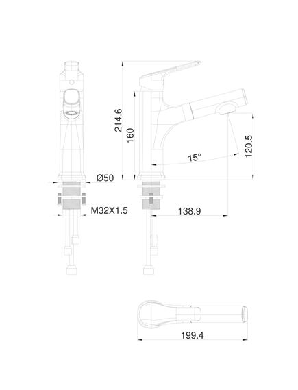 Купить Смеситель для раковины с выдвижным изливом WONZON & WOGHAND, Хром (WW-AE4151-CR) (ww-ae4151-cr) по цене 12233 руб., в Санкт-Петебруге в интернет магазине 100-Систем, а также дургие товары WONZON & WOGHAND из раздела Рычажные смесители и Смесители для раковины