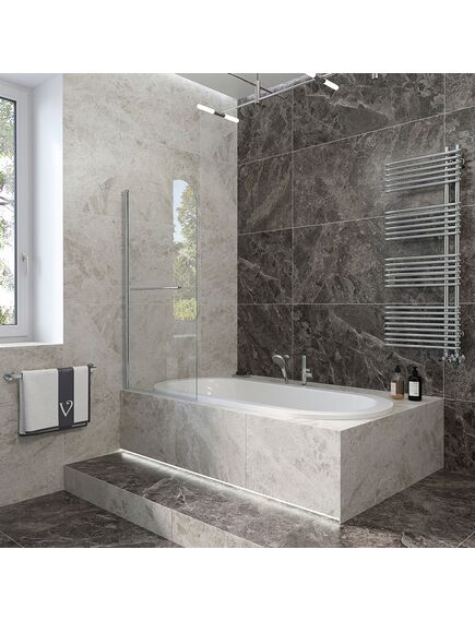 Купить Шторка для ванной  Veconi  Palau 80x150 стекло прозрачное профиль хром PL79-80-01-C4 (PL79-80-01-C4) по цене 14708 руб., в Санкт-Петебруге в интернет магазине 100-Систем, а также дургие товары Veconi из раздела Стеклянные шторки для ванн и Сантехника