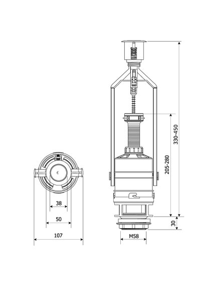 Купить ZSB/210/0.1/T KKPOL Сливной механизм ZSB/210 однорежимный с STOP,высота 330-450мм (хром) (zsb/210/0.1/t) по цене 1914.77 руб., в Санкт-Петебруге в интернет магазине 100-Систем, а также дургие товары  из раздела Арматура для унитаза и Унитазы
