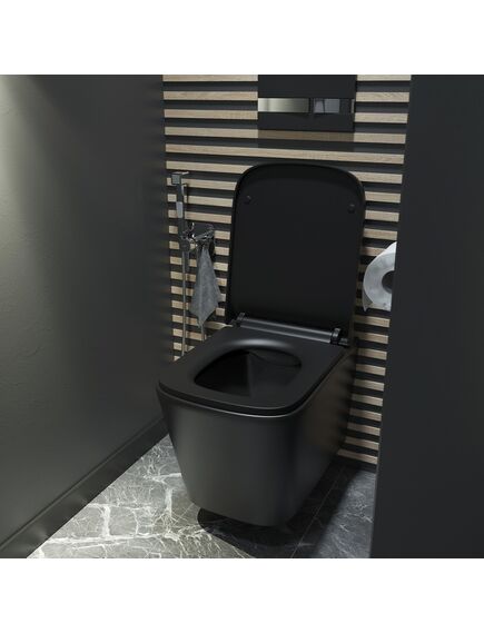 Купить Унитаз подвесной безободковый, чёрный матовый, Bild, IDDIS, BILR2BMi25 (bilr2bmi25) по цене 25990 руб., в Санкт-Петебруге в интернет магазине 100-Систем, а также дургие товары IDDIS из раздела Унитазы подвесные и Унитазы